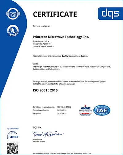 ISO 9001 certified quality management Princeton Microwave